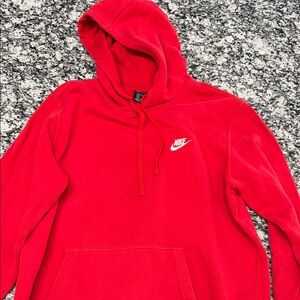 Nike Men’s Crewneck Hoodie in Bright Red with White Swoosh